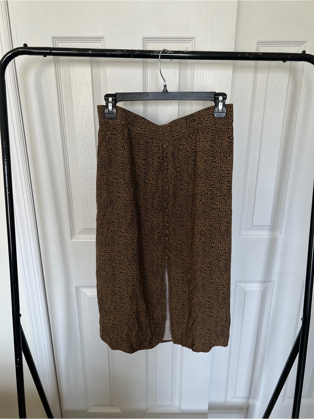 LOFT Tan and Black Leopard Print Skirt
